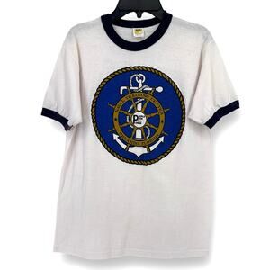 Vtg 80s Naval Training Center Orlando Ringer T Shirt Size M Pipestem Velva Sheen